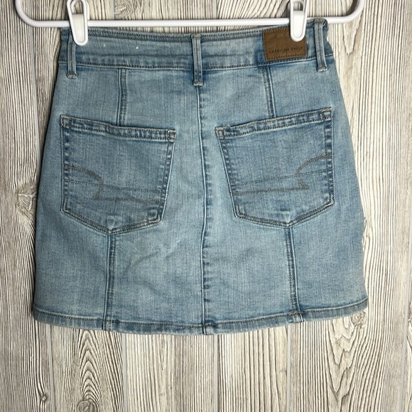 American Eagle Skirt Womens 0 Hi-Rise A Line Denim Jean Button Front Coastal Min - Picture 4 of 7